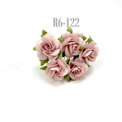 1″/2.5cm Mulberry Open Roses Paper flower Wedding Scrapbook Craft (R6-4/PINK-C)