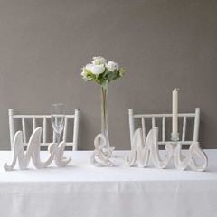 WHITE Glittered Wooden Mr & Mrs Freestanding Wedding Table DISPLAY SIGNS Party