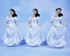 Bridal Shower Cake Topper Or Wedding Decor 4.5″ Lady In White Gown Lot Of 3