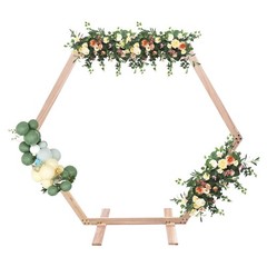 Wood Hexagon Arch Backdrop Stand 7.1 FT Hexagon Wood Wedding Arch Frame Decor