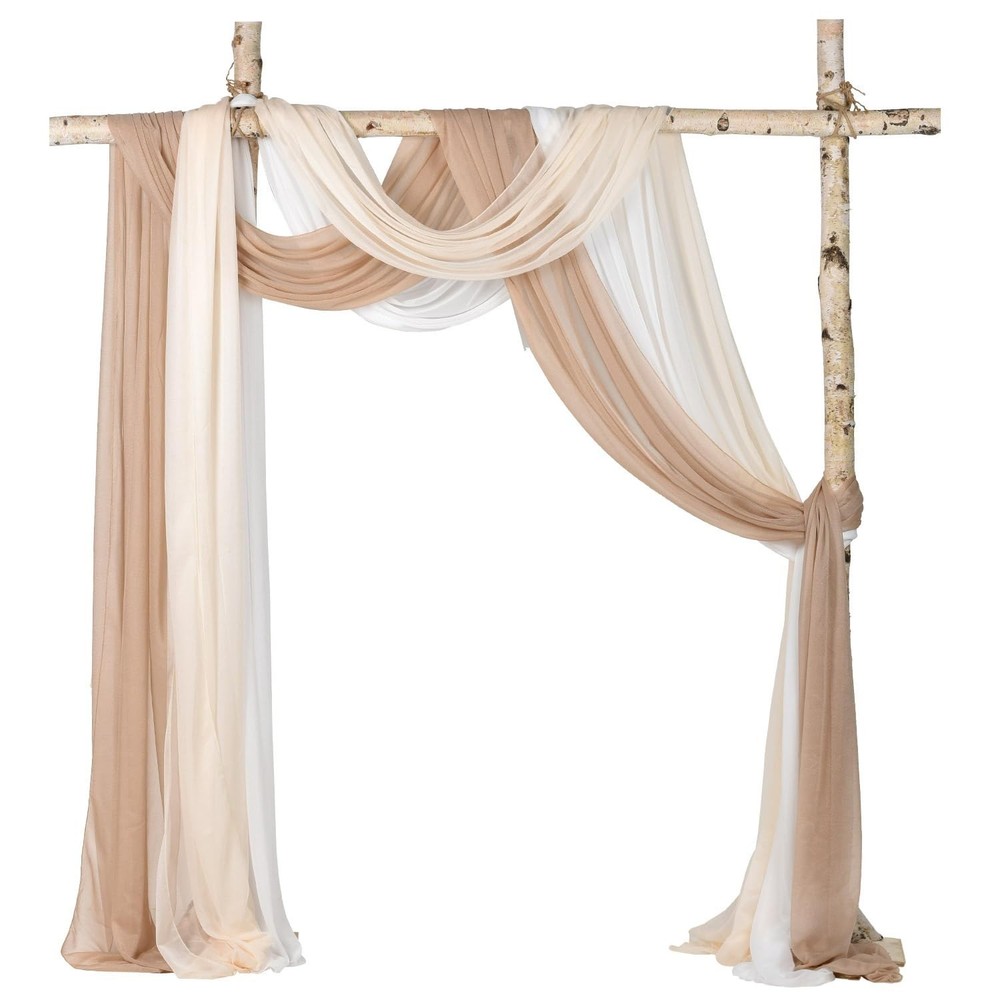 3 Panels Wedding Arch Draping Fabric, 30″x20ft Mixed Color Sheer Curtain for Cer