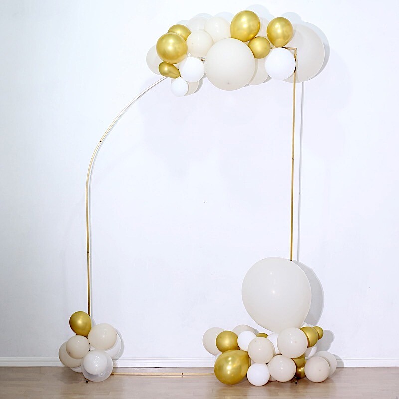 Gold 8 feet Metal Floral Display Frame Half Moon Backdrop STAND Arch Party Event