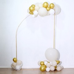 Gold 8 feet Metal Floral Display Frame Half Moon Backdrop STAND Arch Party Event