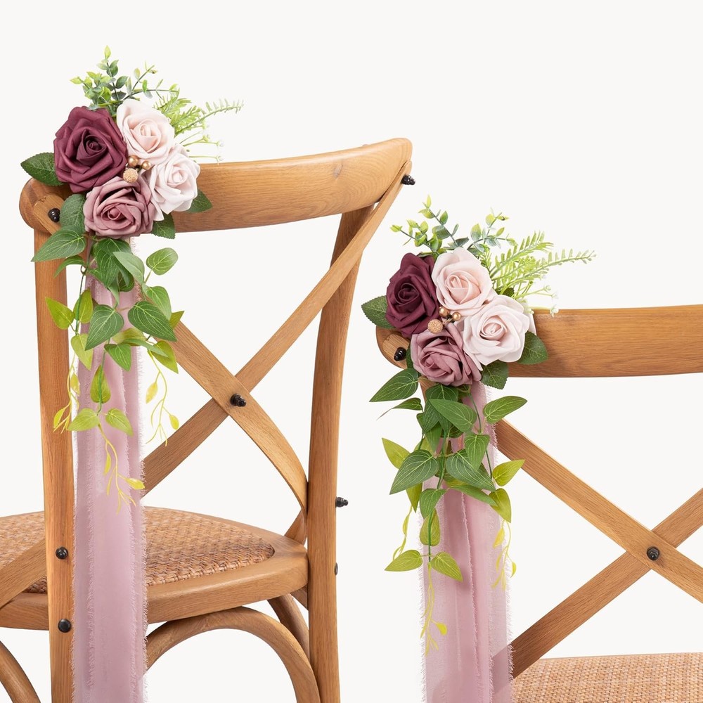 Wedding Aisle Decorations Mauve Pew Flowers Set of 10 for Wedding Ceremony Pa…
