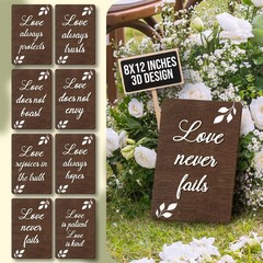 Rustic Wedding Aisle Signs – Set Of 8, 1 Corinthians 13 Wooden Wedding Decor …