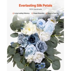 Uimoso Artificial Wedding Arch Flowers Kit Blue With 2 Pcs Flowers 2 Pcs Drapes