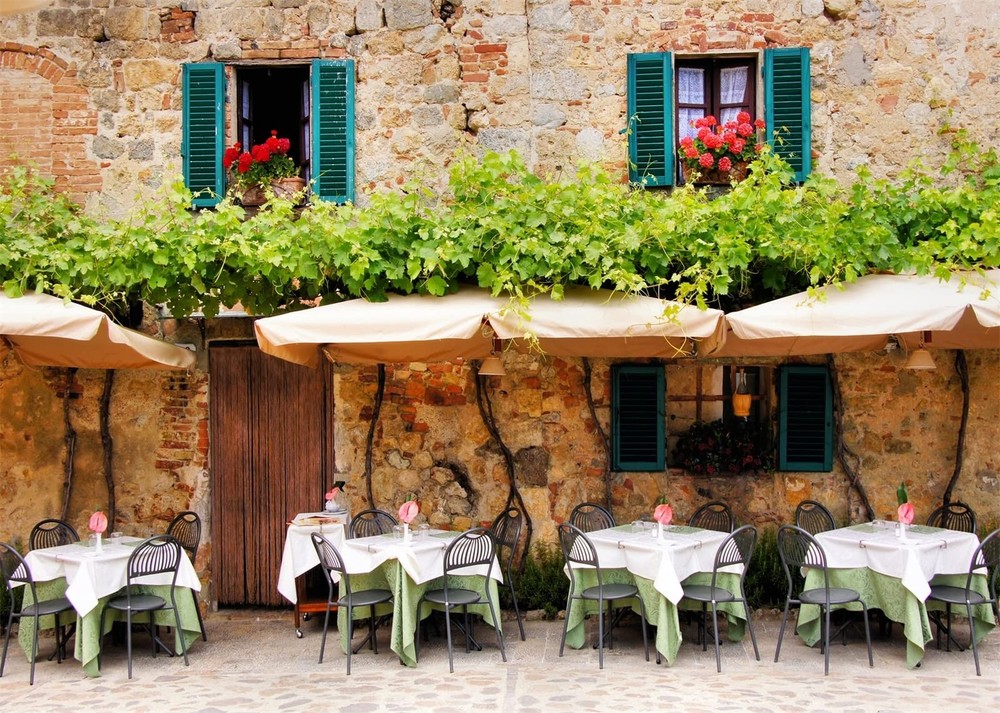Fabric 9x6ft Italian Town Cafe Backdrop for Wedding Photography Tuscany Stone…