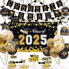 Graduation Decorations 2025 Set include Class of 2025 Backdrop, Congrats Grad…