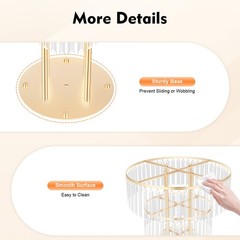Wedding Gold Crystal Flower Stand Round Pedestal Stand Crystal Flower Stand