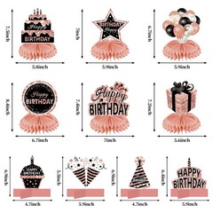 10Pcs Rose Gold Birthday Decorations Honeycomb Centerpieces for Girls Women, …