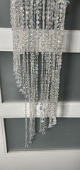 SPIRAL ACRYLIC CRYSTAL CHANDELIER 46” Beaded Preowned Wedding Decor Girl Room