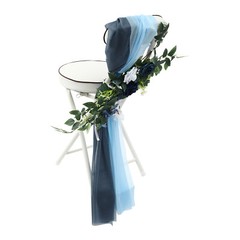 Blue Artificial Flower Arrangement Ribbons For Wedding Chair Back Decor Pack 6x