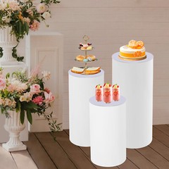 3pcs Pedestal Stand White Pedestal Display Stand Cylinder Pedestal Stand Set