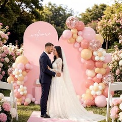 Arch Backdrop Cover Set of 2(7.2FT+6FT), Spandex Fitted Arch 7.2+6 FT Pink