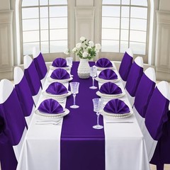 Satin Table Runner 1×108 Inches Long, Silk-Like Smooth Table Decor for 2 Purple