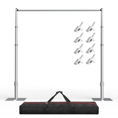 10x10ft Heavy Duty Backdrop Stand Kit, Adjustable Pipe and 10x10FT Silver