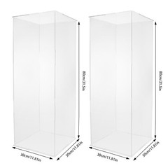 2x Acrylic Column Flower Stand Crystal Chains Geometric Wedding Centerpieces