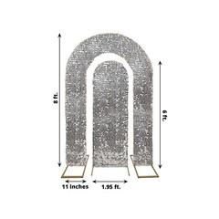 2 SILVER Big Sequin Wedding Arch Backdrop Stand Covers Wedding Events Party
