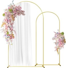 Versatile Set of 2 Wedding Arch Stand in Gold – 7.2FT & 6FT for Memorable Decor