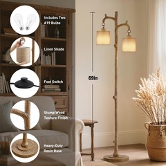Rustic Floor Lamp for Living Room – Newly Upgraded Heavy-Duty Resin Base Farm…