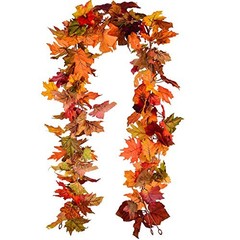 2 Pack Fall Maple Garland – 5.9ft/Piece Artificial Fall Foliage Mixed Color