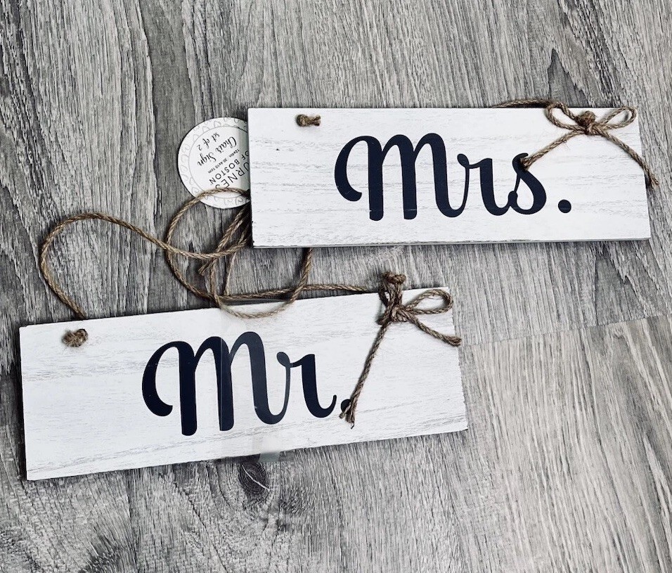 Mr. And Mrs. Rustic Gray White Brown Wood Decor Wedding Reception Bridal Shower