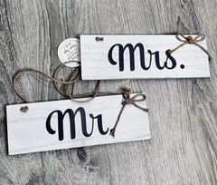 Mr. And Mrs. Rustic Gray White Brown Wood Decor Wedding Reception Bridal Shower