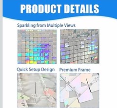 24 SILVER Square Sequin Shimmer Wall Photo Backdrop Panels Party Decorations