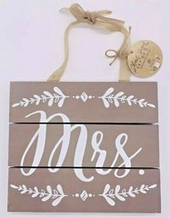 Set of 2 Burnes of Boston Wedding Chair Signs Wall Decor Mr. Mrs. Bride & Groom