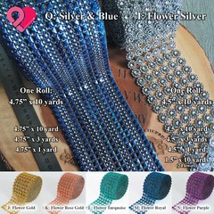 4.75″ Diamond Square Pearl Flower Bead Mesh Wrap Crystal Rhinestone Ribbon Roll