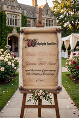 Medieval Wedding Welcome Sign, Renaissance Fair Scroll Sign, Fantasy Fairytale