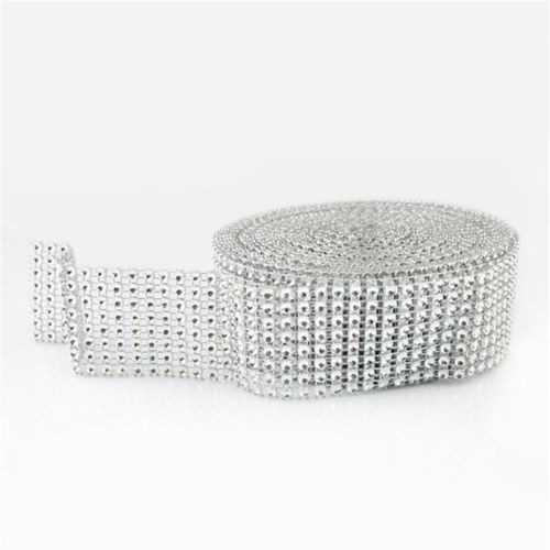 10Yards 8Rows Diamond Mesh Wrap Roll Rhinestone Crystal Ribbons Party Decoration