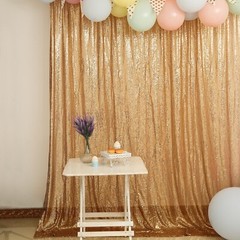 GOLD 8 ft x 8 ft Sequined Backdrop Curtain Wedding Party PhotoBooth Decorations