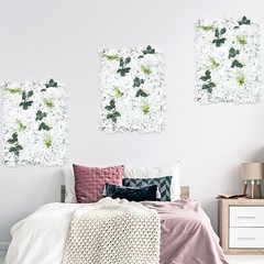 6 PCS Artificial Flower Wall Panel White Hydrangea Rose Wedding Backdrop Decor