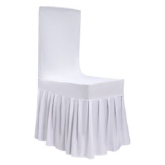 30Pc White Stretch Chair Covers Ruffled Skirt Polyester Spandex Fit 16-22 In