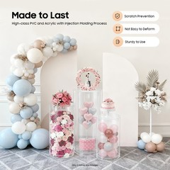 3 Pcs Round Cylinder Pedestal Stand For Wedding Party Display Stand Decor Clear