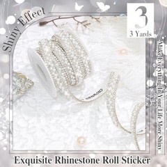 Pearl Rhinestone Ribbon Roll,White Gems Rhinestone Tape Style 01:White Pearls