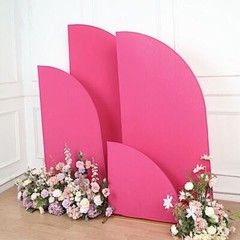 4 Matte FUCHSIA Fitted Spandex Half Moon Wedding Arch Backdrop STAND COVERS