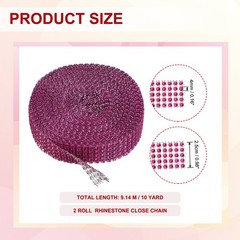 2 Roll 1″x20 Yard Crystal Rhinestones Mesh Ribbon Rose Red (4mm)