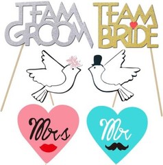 Wedding Photo Booth Props Kit Bridal Shower Bachelorette Party Supplies 52pc Set