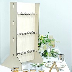 3-Tier GOLD Rectangular Wooden Champagne GLASS HOLDER Stand Party Decorations