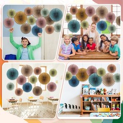 9 Pack Boho Paper Fan Decorations, Neutral Hanging Fans for Classroom Decor, …