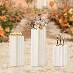 3PCS Cylinder Pedestal Stands Sturdy Multi-Use Display Columns for Wedding,