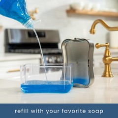 S&T INC. Dish Soap Dispenser and Sponge Holder for 13 oz, Metallic Grey