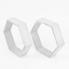 2 WHITE 9″ Hexagon Wood Geometric WALL SHELVES Wedding Party Home Decorations