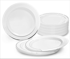OCCASIONS 120 Plates Pack, Heavyweight Disposable Wedding Party Plastic Plate…