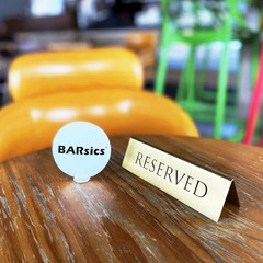 6pc Gold Stainless Steel Reserved Table Signs 6×1.5in Double Sided Tent