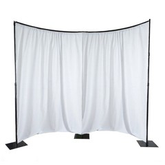BLACK 11 ft Adjustable Heavy Duty Curved Pipe and Drape Backdrop Support Kit