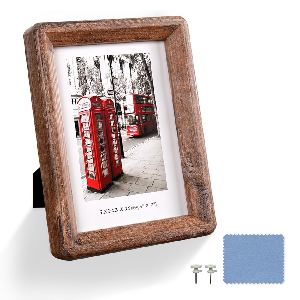 5×7 Picture Frame – Rustic Wooden Picture Frame with Real Tempered Glass, Gif…