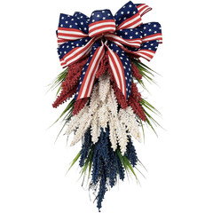 Festive Red White Blue Wreath for Independence Day Door Wall Hanging 50x30cm